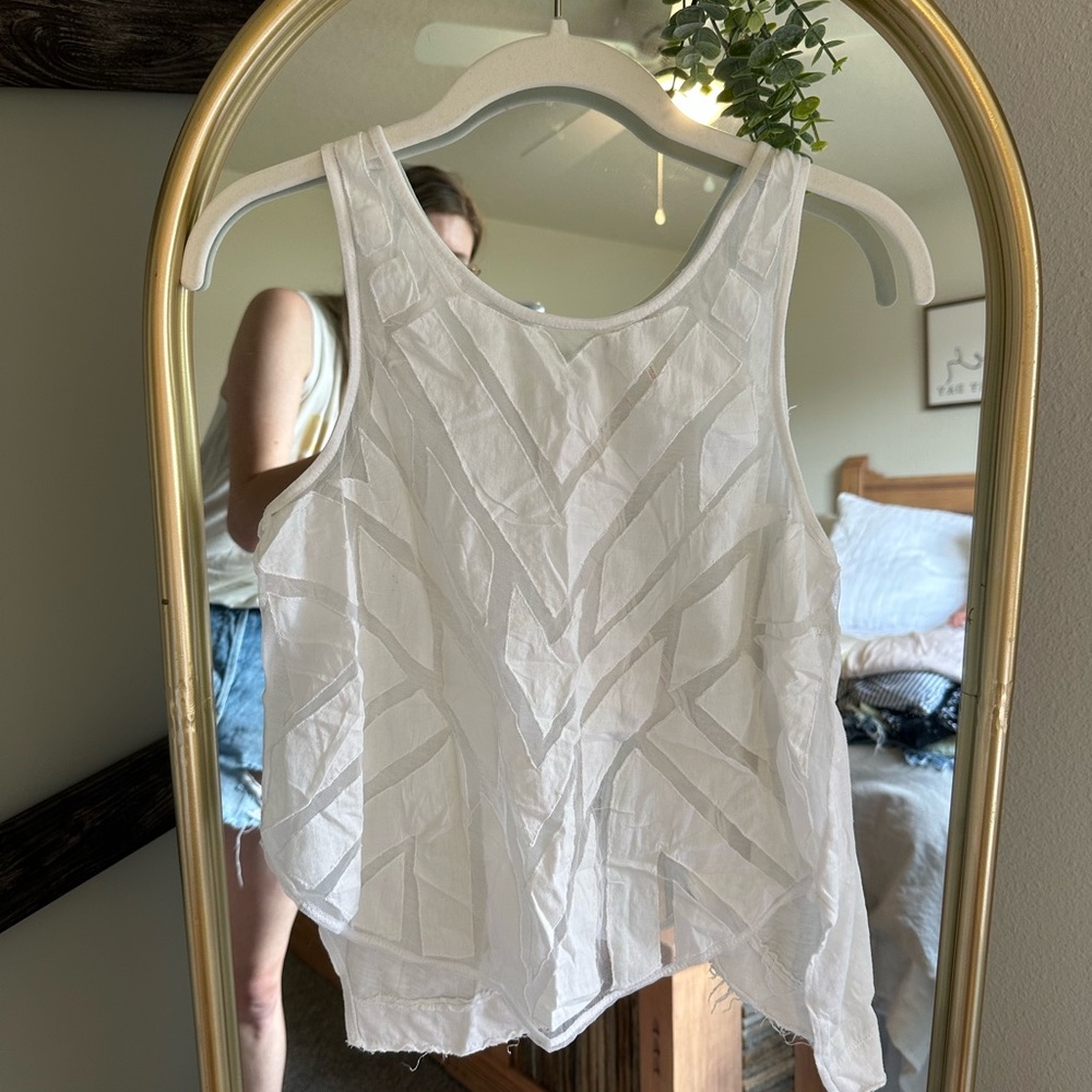 Free People White Textured Tank Top